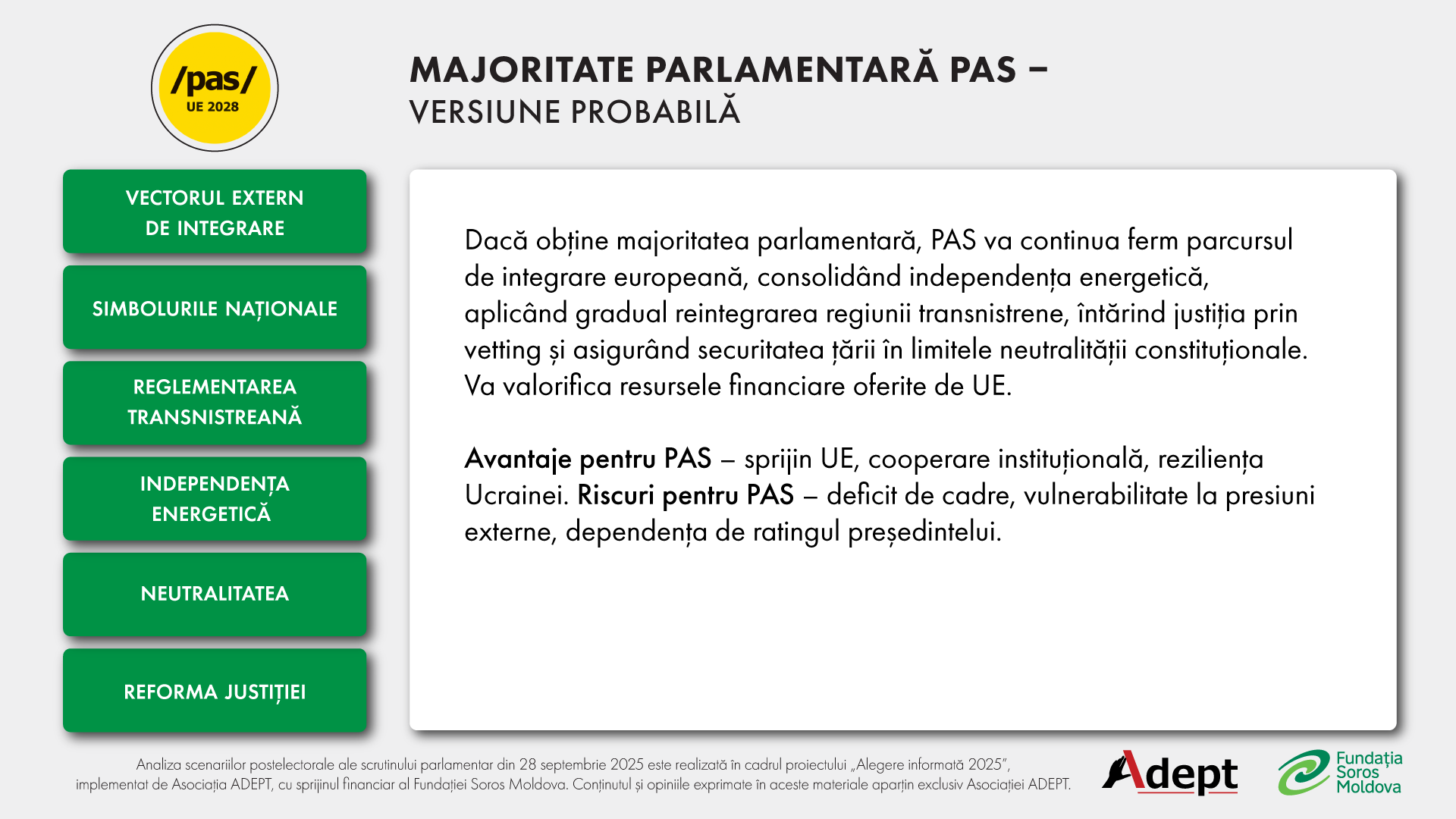 Posibile scenarii postelectorale 2025: Majoritate parlamentară PAS